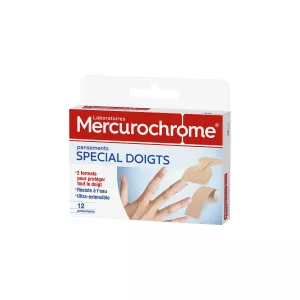 12 Special Finger Bandages - Mercurochrome