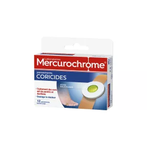 12 Pansements Coricides - MERCUROCHROME