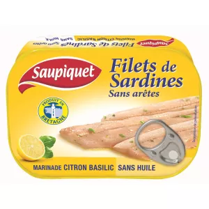 Filetti Di Sardine Disossate Al Limone/Basilico, 100g - SAUPIQUET