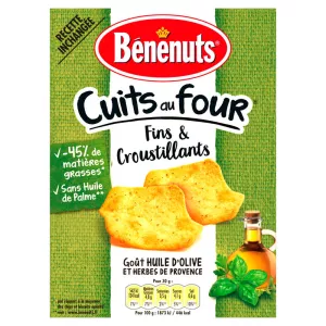 Cuits au four goûts huile d'olive et herbes de provence 90g - BENENUTS