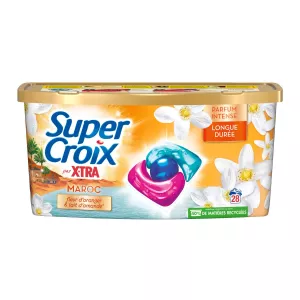 Lessive Capsules Maroc Fleur d'Oranger et Lait d'Amande Parfum Longue Durée x28 - SUPER CROIX
