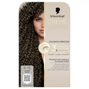Coloration Permanente 6-16 Châtain Perle Crème Soin HaptIQ Crème Supreme - SCHWARZKOPF