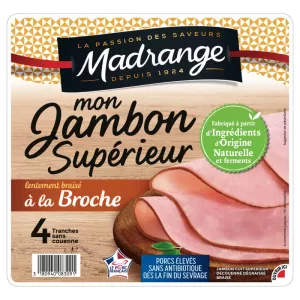 Mon Jambon Supérieur à la Broche, 4 Tranches 140g - MADRANGE