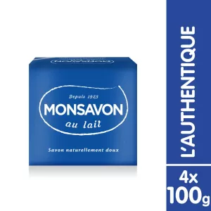 صابون صلب ينعم اليدين برائحة منعشة ورقيقة من اللافندر مع الحليب 4x100 جرام - MONSAVON