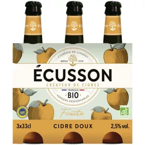 عصير التفاح العضوي الحلو بالفواكه 3×33 سنتيلتر، 2.5 درجة - ECUSSON