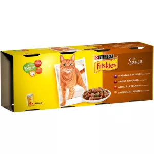 Comida para gatos friskies surtidos carne en salsa 4x100g - PURINA
