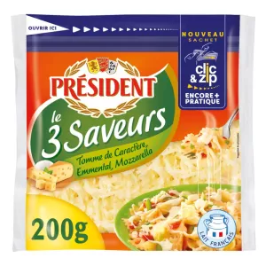 Phô Mai Bào 3 Phô Mai 200g - PRESIDENT