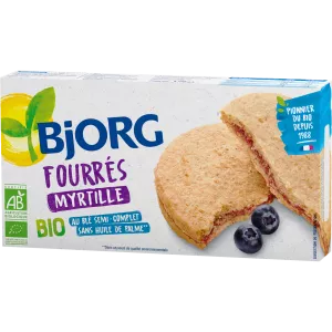 Biscoitos recheados com mirtilo orgânico, 175g, BJORG