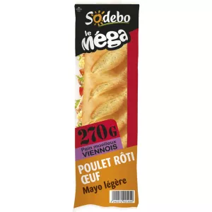 Pan vienenés baguette sándwich huevo de gallina luz de pollo 270 g - SODEBO