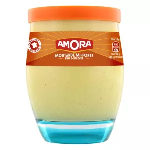 上質でスパイシーなミディアムホットマスタード 230g グラス - AMORA