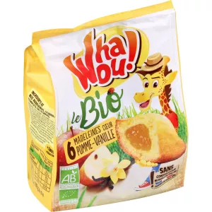 Madeleines bio cœur pomme vanille 192g - WHAOU
