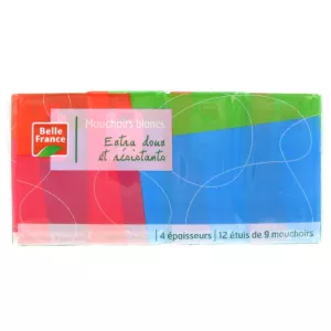 Extra zachte en resistente witte zakdoek X 12 hoesjes - BELLE FRANCE