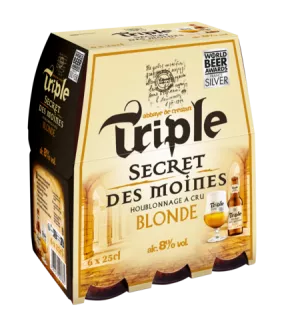 Тройное блондинка пиво, 8 °, 6x25cl - SECRET DES MOINES