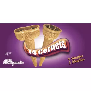 Cornet de glace simple et double x14 60g - LA BASQUAISE