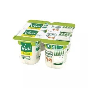 Yaourt Brassé Nature Bio 4x100g - VRAI
