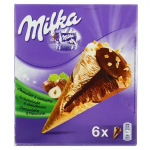 Glace cônes chocolat & noisette x6 399g - MILKA