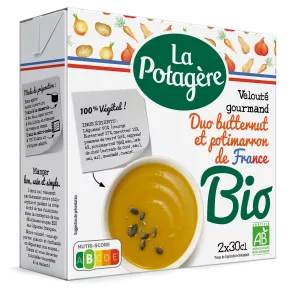 Velouté gourmet, dúo de nuez y calabaza ecológicas de Francia, 2x30cl, LA POTAGERE