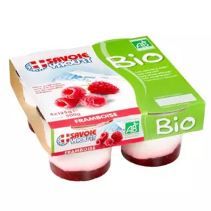 Yaourt Bicouche Framboise bio 125gx4 - SAVOIE YAOURT