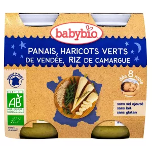 Bonne Nuit Panais du Centre-Val de Loire Haricots verts des Hauts-de-France Riz de Camargue 8m 2x200g - VITAGERMINE