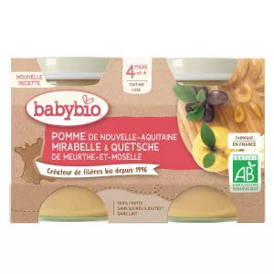 Baby Compotes From 4 Months Mirabelle Apple Without Added Sugars Organic 2x130g - Babybio