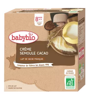 Desserts bébé à boire dès 8 mois semoule cacao Bio 4x85g - BABYBIO