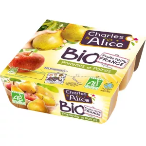 Compote Bio Pommes & Poires 4x95g - CHARLES & ALICE
