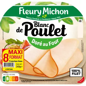 8 rebanadas de pechuga de pollo; doradas al horno; rebanadas delgadas - FLEURY MICHON