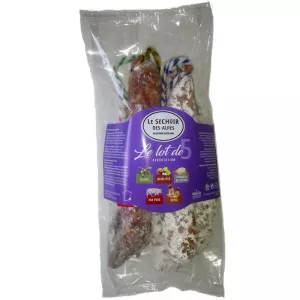 Les saucissonnades 5 saucissons olives noisettes chèvre cèpes pur porc - LE SECHOIR DES ALPES
