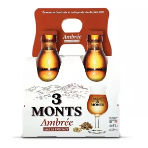 Bia hổ phách, 7,5°, 4x33cl - 3 MONTS