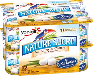 Plain yogurt sweetened with cane sugar X12 - YOPLAIT