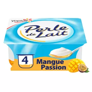 Flavored Yogurt on a Bed of Mango Passion Perle De Lait 4x125g - Yoplait