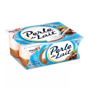 栗クリームのベッドで味付けされたヨーグルト4x125gミルクパール - Yoplait