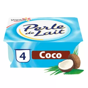 Yogurt iliyochochea nazi 4x125g Maziwa ya nazi ya lulu - PERLE DE LAIT