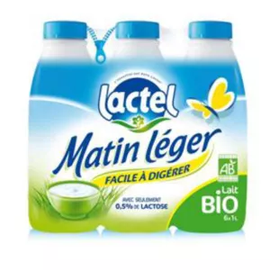 Lait matin léger facile à digérer BIO 6x1L - LACTEL
