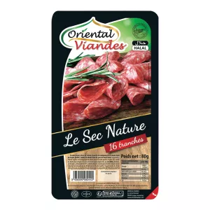 Saucisson Sec en Tranches Boeuf Halal x16 tranches 80g - ORIENTAL VIANDES