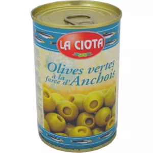 Grüne Oliven gefüllt mit Sardellen, 120g - LA CIOTA