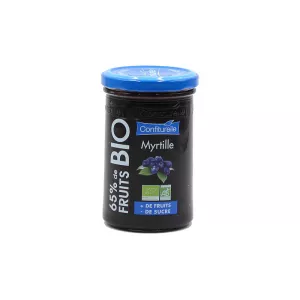 Confiture Myrtilles Bio 65% de fruits, 300g - CONFITURELLE