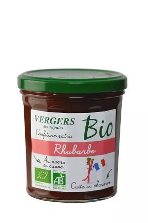 Confiture extra rhubarbe bio 370g - VERGERS DES ALPILLES