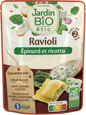 Fertiggericht Ravioli Spinat Ricotta Bio 250g - Jardin Bio Etic