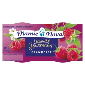 Iogurte de framboesa gourmet com peças 2x150g - Mamie Nova