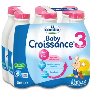 Lait liquide baby croissance nature 3ème âge 6x1L - CANDIA
