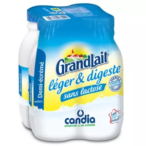 Lait demi-écrémé léger & digeste sans lactose 4x50cl  - CANDIA