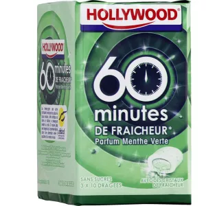 Chewing-gum menthe verte 3x10 draguées - HOLLYWOOD