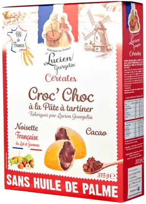 Croc'choc - Coussin Jaune Fourré à La Pâte à 
Tartiner Aux Noisettes Du Lot & Garonne Et Cacao 375g - LUCIEN GEORGELIN