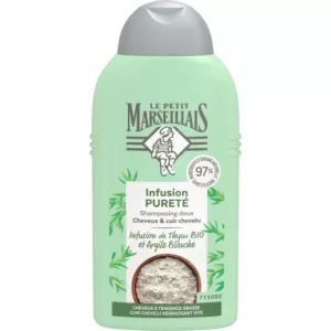 Kusafisha shampoo ya utakaso, nywele haraka, silicone -free, udongo mweupe, kikaboni 250ml - LE PETIT MARSEILLAIS