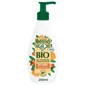 Питательное и увлажняющее молочко для тела с медом и арганой, органическое, 250 мл - LE PETIT MARSEILLAIS