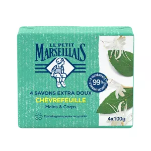 Extra sanfte feste Hand- und Körperseife mit Geißblatt, 4 x 100 g – Le Petit Marseillais