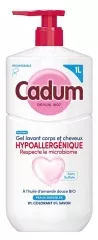Gel Lavant Corps et Cheveux Hypoallergénique à l'Huile d'Amande Douce Bio pour Peaux Sensibles 1L - CADUM