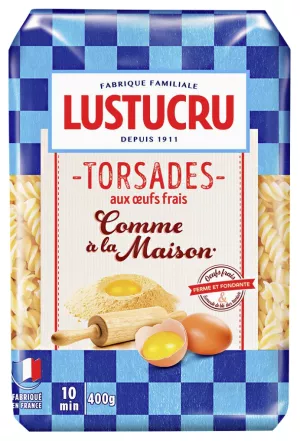 Pâtes torsades aux œufs frais 400g - LUSTUCRU