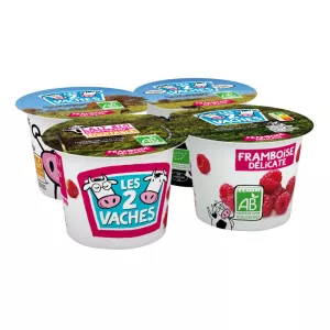 Biologische Frambozenyoghurt 4x115g - LES 2 VACHES